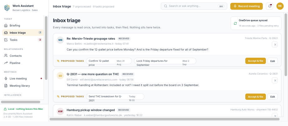 Inbox triage turning emails into tasks